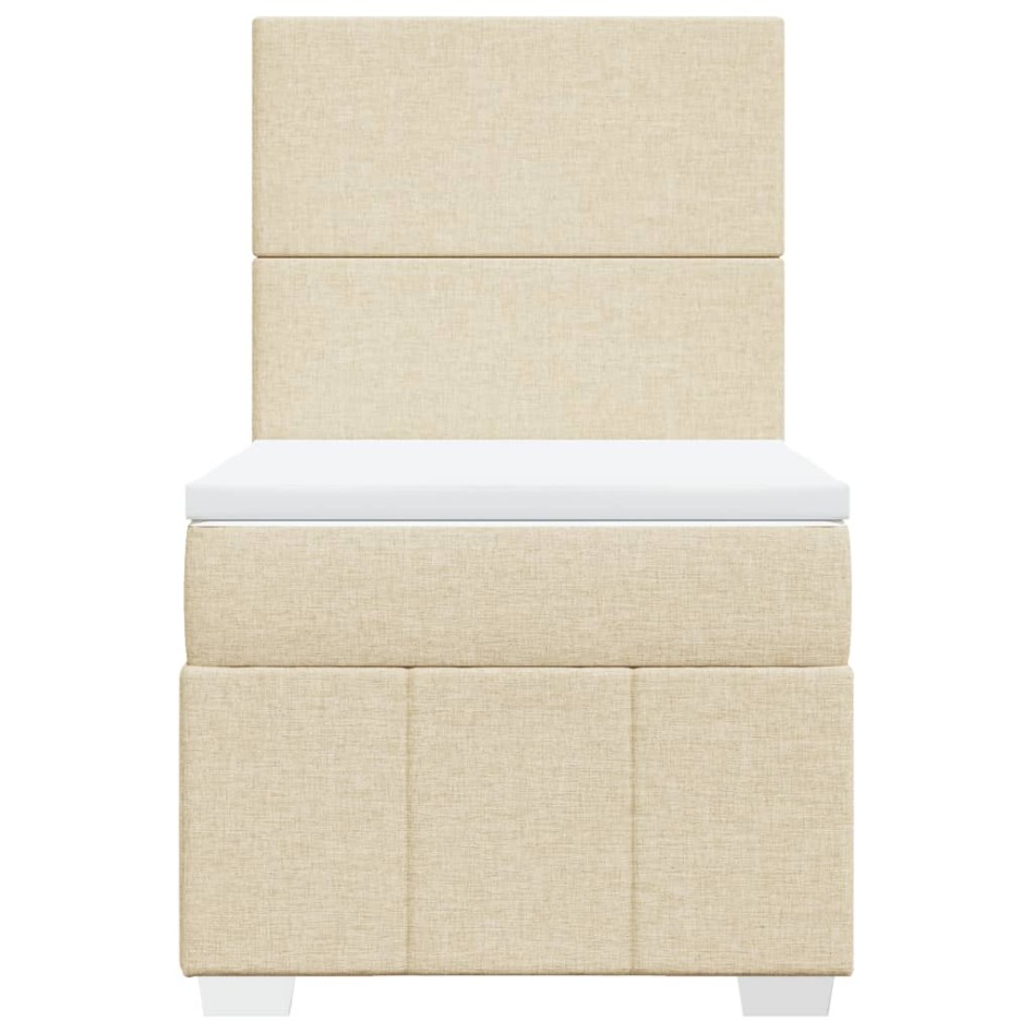 Cama box spring con colchón tela color crema 80x200