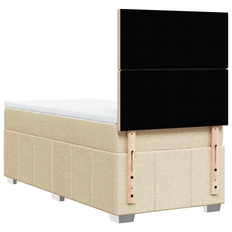 Cama box spring con colchón tela color crema 80x200