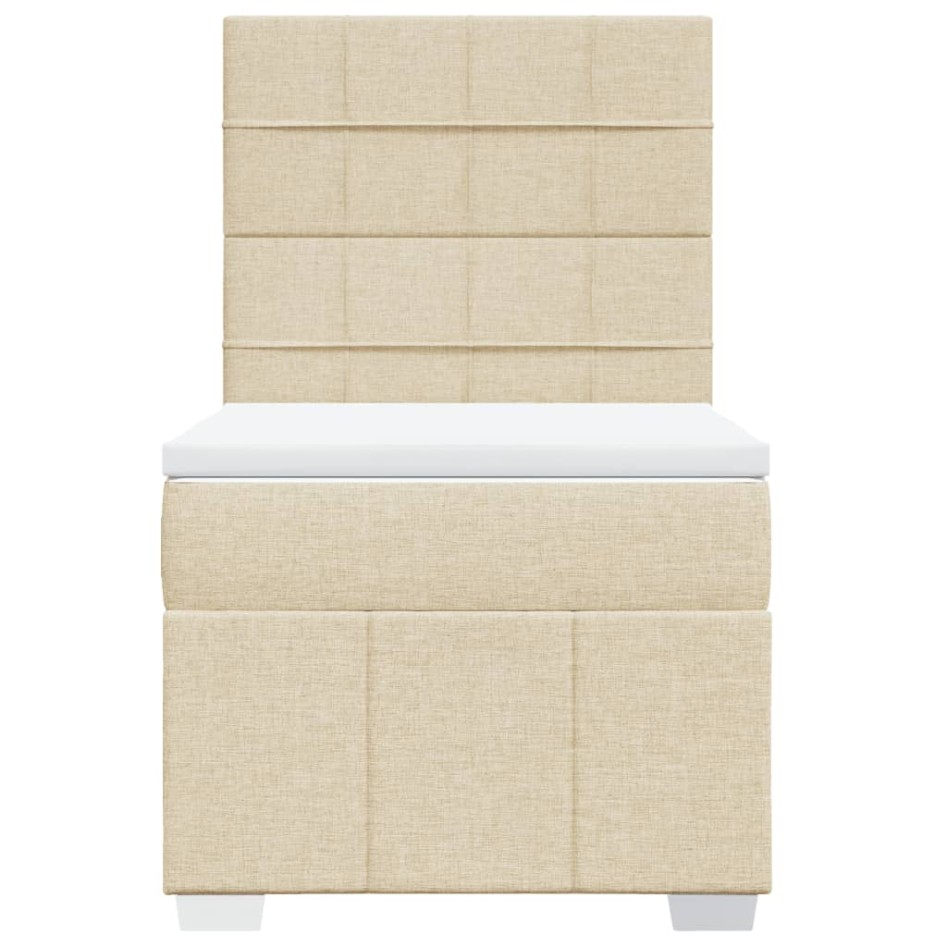 Cama box spring con colchón tela color crema 80x200