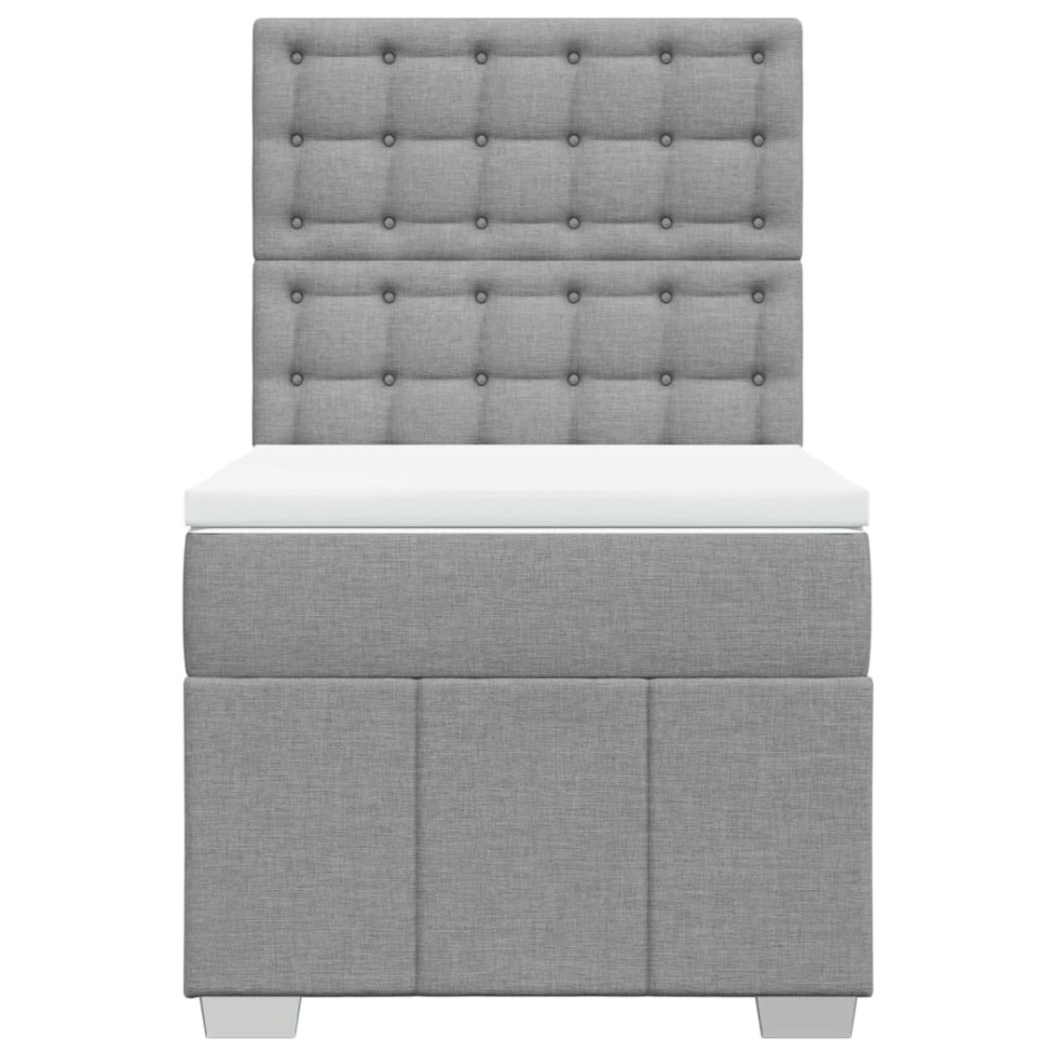 Cama box spring con colchón tela gris claro 80x200