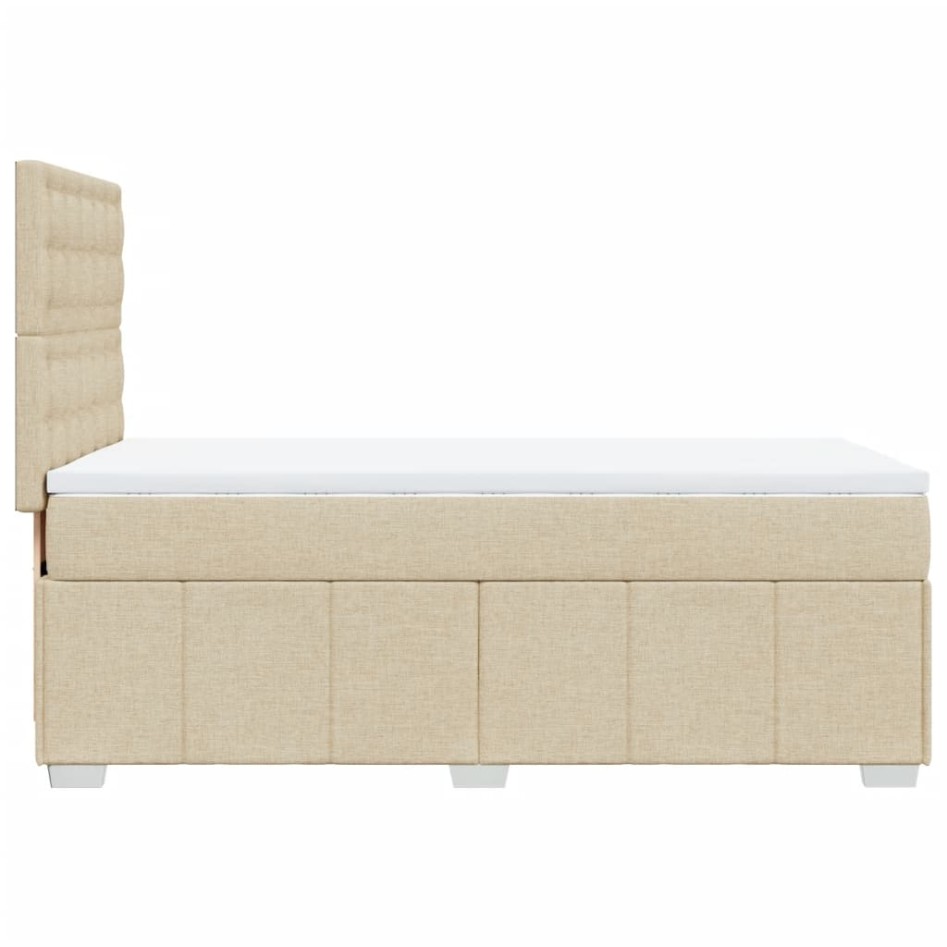 Cama box spring con colchón tela color crema 80x200
