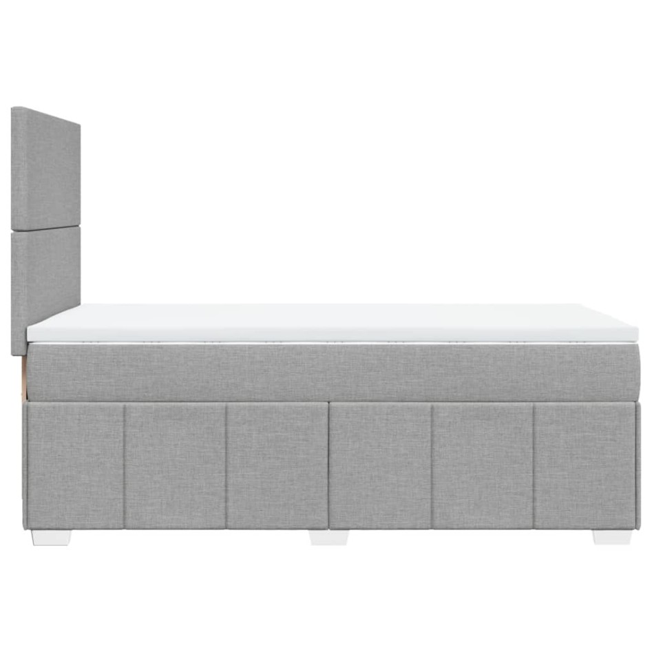 Cama box spring con colchón tela gris claro 90x190