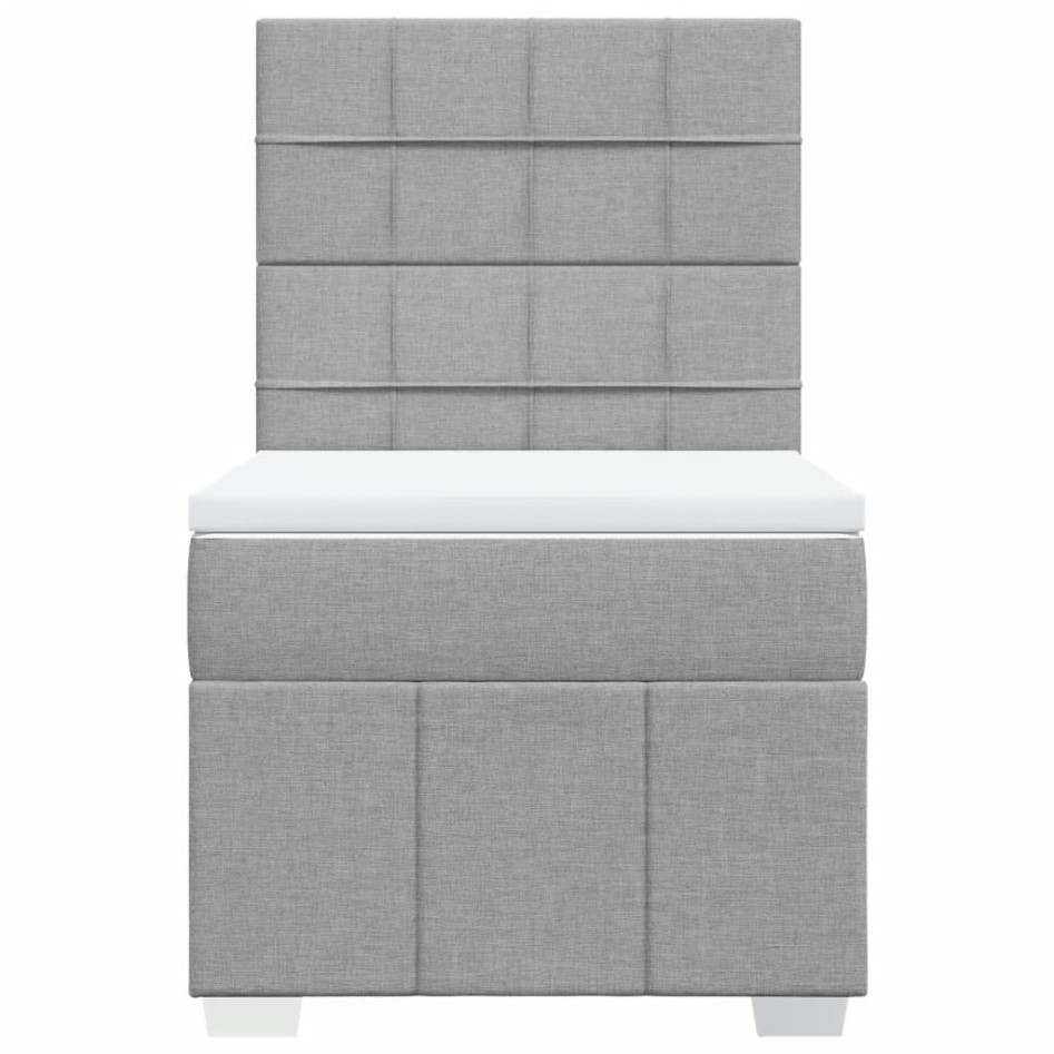 Cama box spring con colchón tela gris claro 90x190
