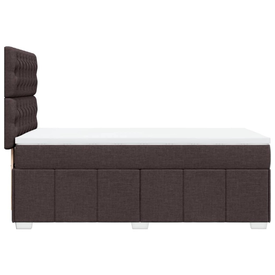 Cama box spring con colchón tela marrón oscuro 100x200