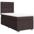 Cama box spring con colchón tela marrón oscuro 100x200