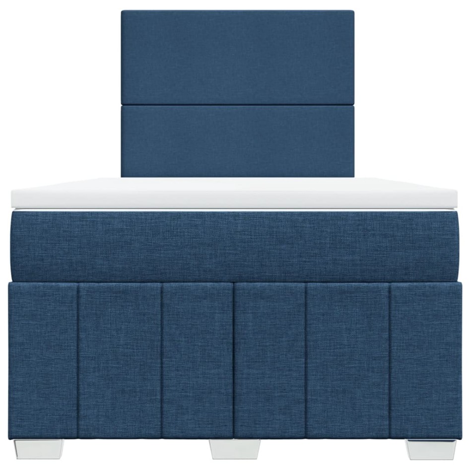 Cama box spring con colchón tela azul 120x190