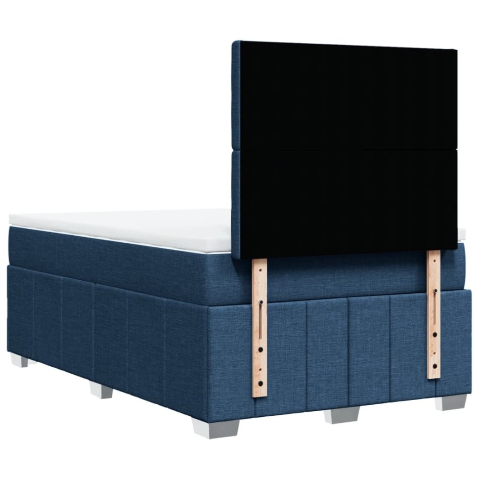 Cama box spring con colchón tela azul 120x190