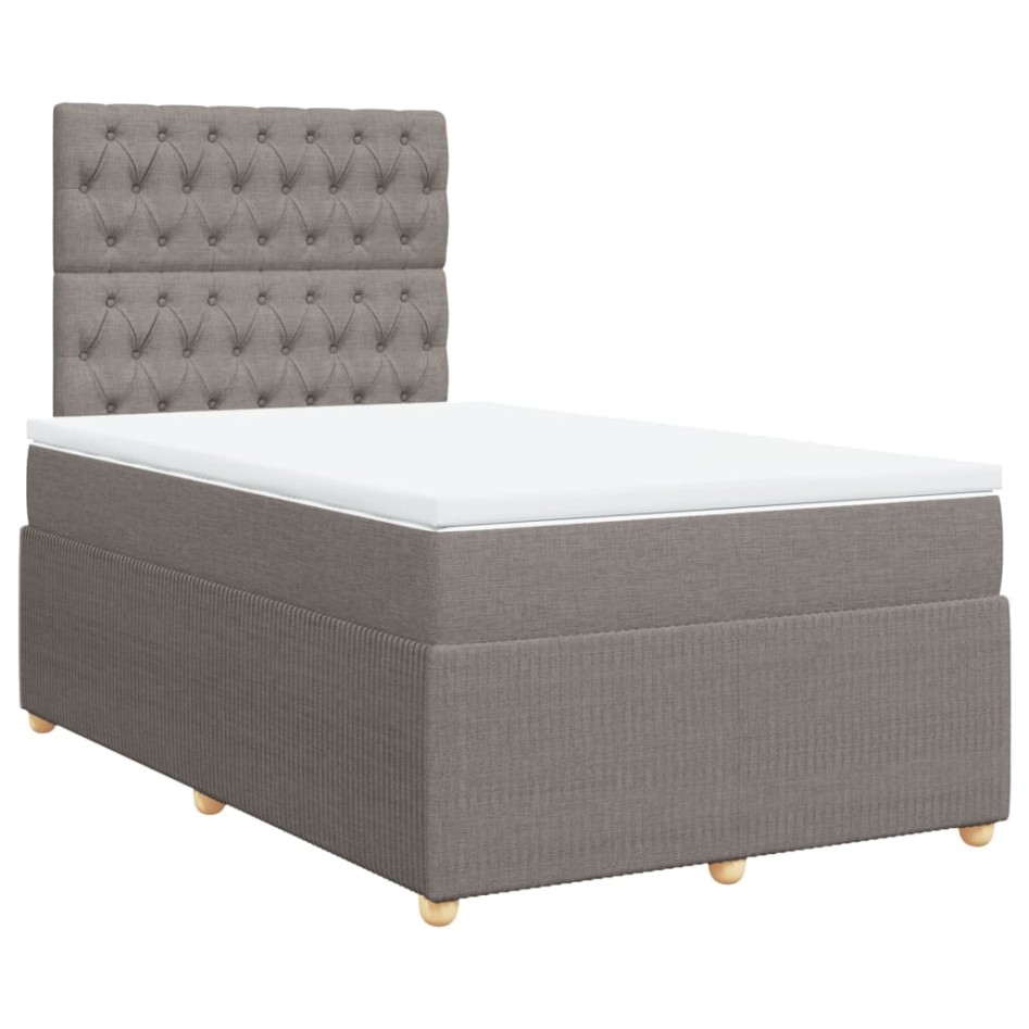 Cama box spring con colchón tela gris taupe 120x190