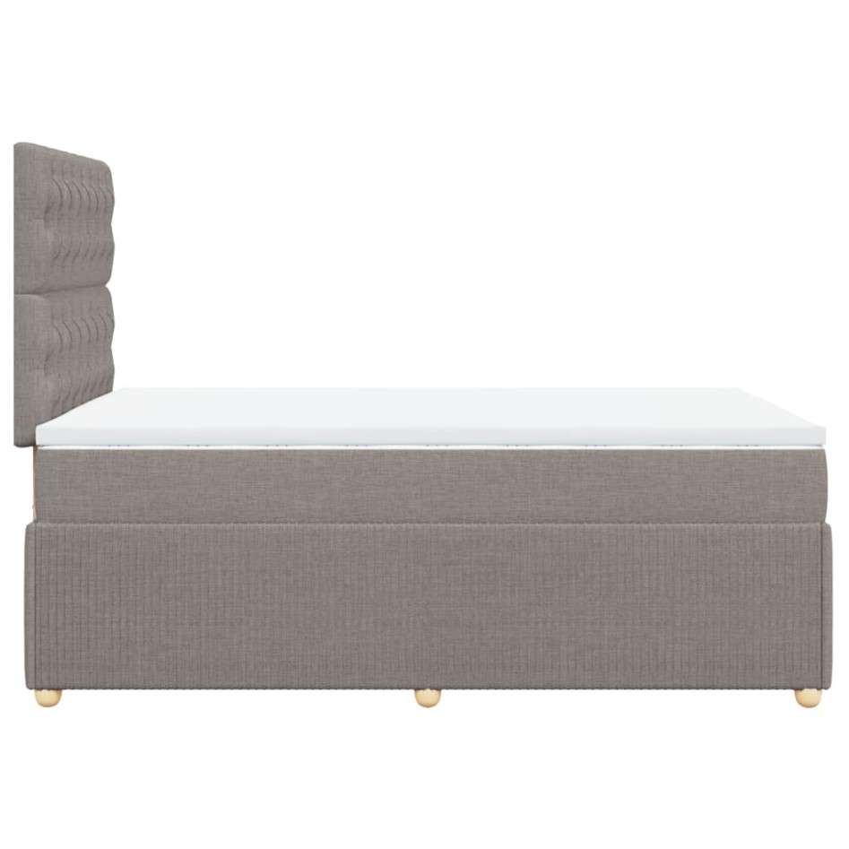 Cama box spring con colchón tela gris taupe 120x190