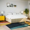 Cama sin colchón tela color crema 200x200 cm