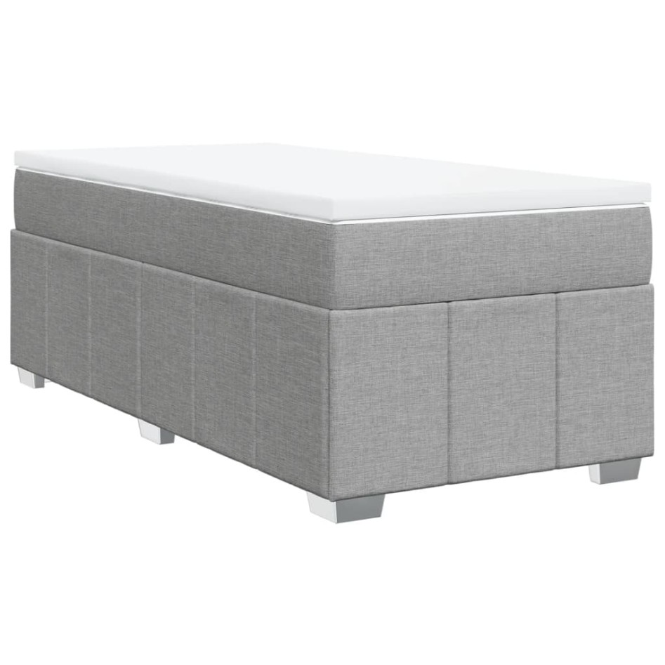 Cama box spring con colchón tela gris claro 80x200