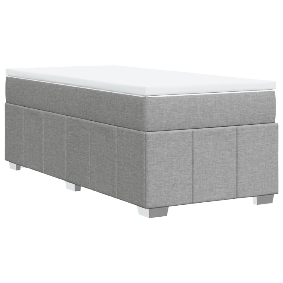 Cama box spring con colchón tela gris claro 80x200
