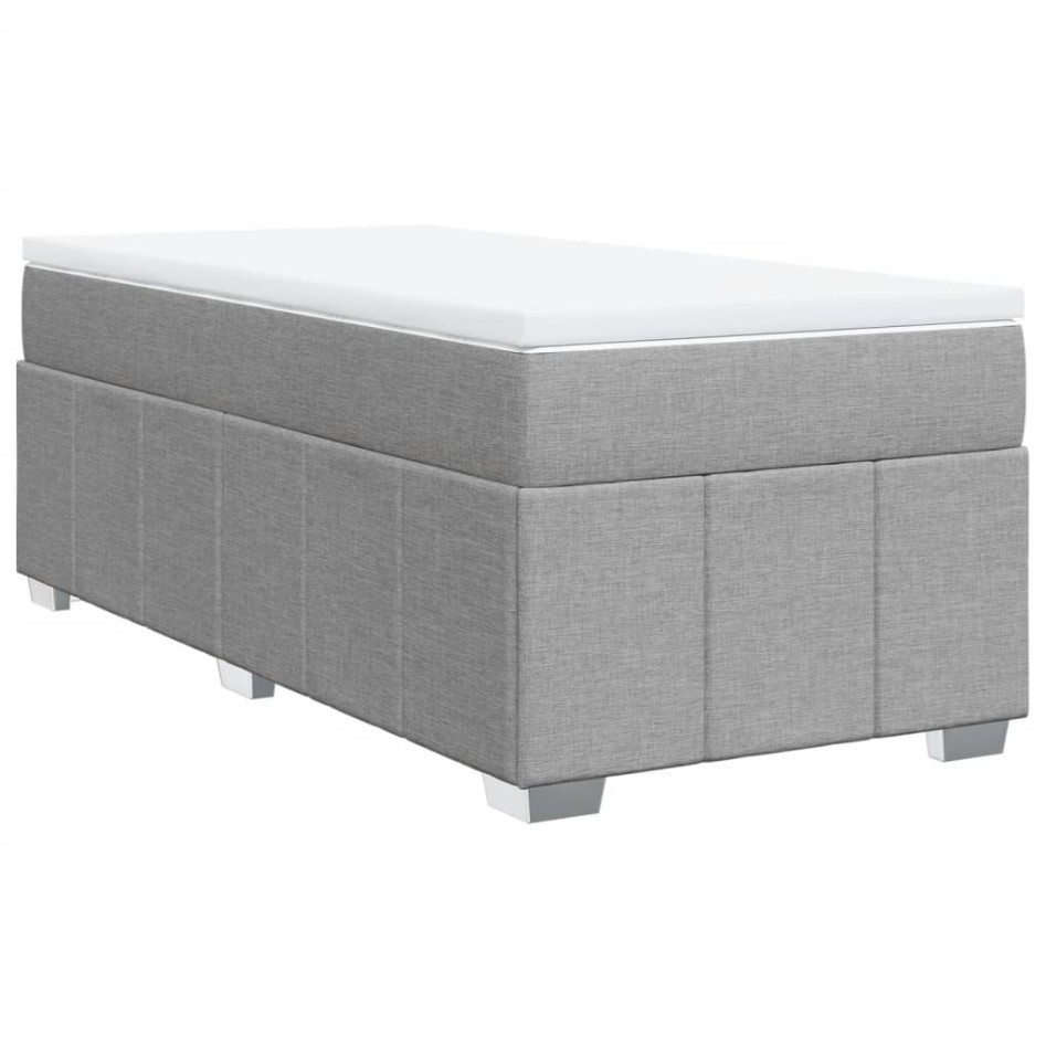 Cama box spring con colchón tela gris claro 90x190
