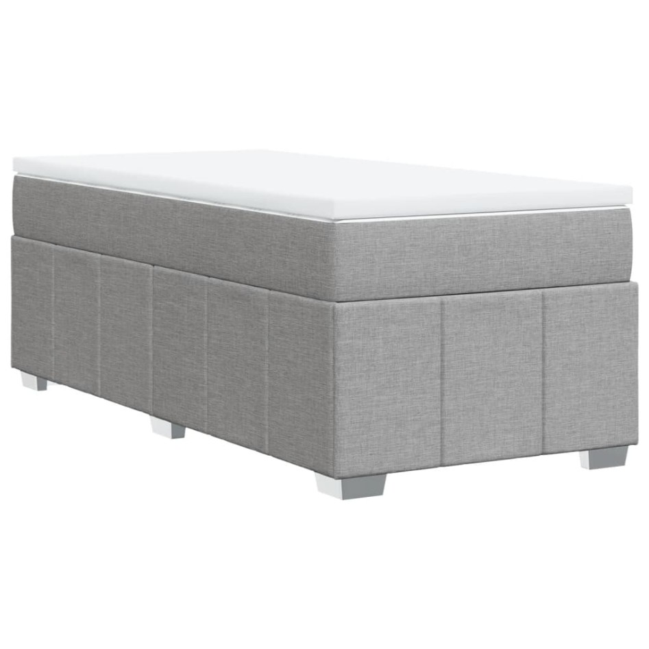 Cama box spring con colchón tela gris claro 90x190