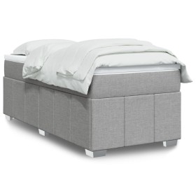 Cama box spring con colchón tela gris claro 90x200