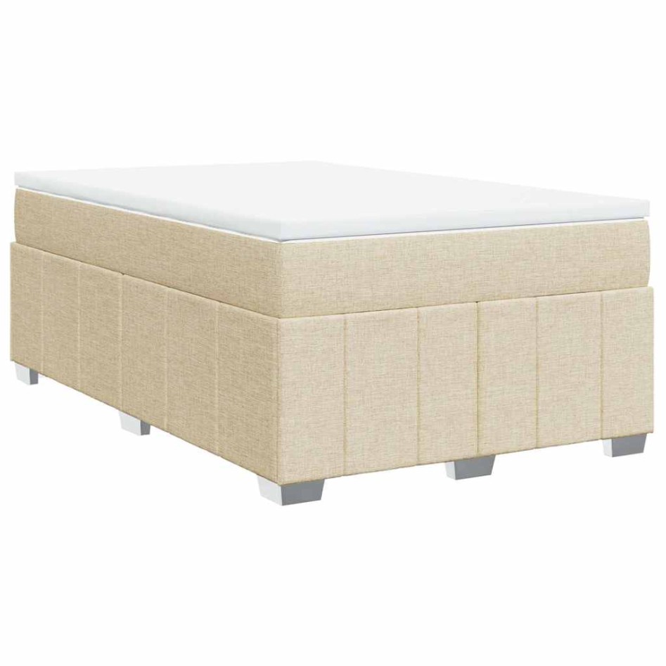 Cama box spring con colchón tela color crema 120x200