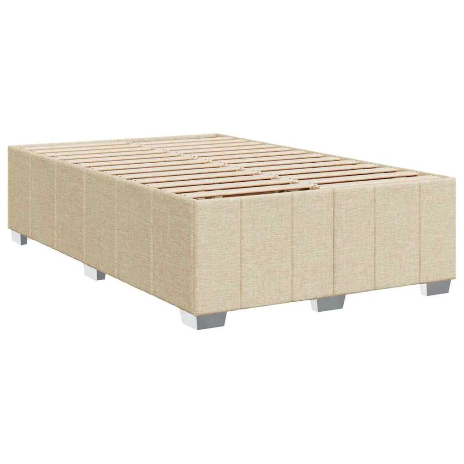 Cama box spring con colchón tela color crema 120x200