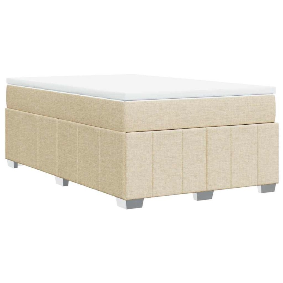 Cama box spring con colchón tela color crema 120x200