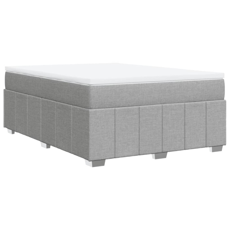 Cama box spring con colchón tela gris claro 140x200