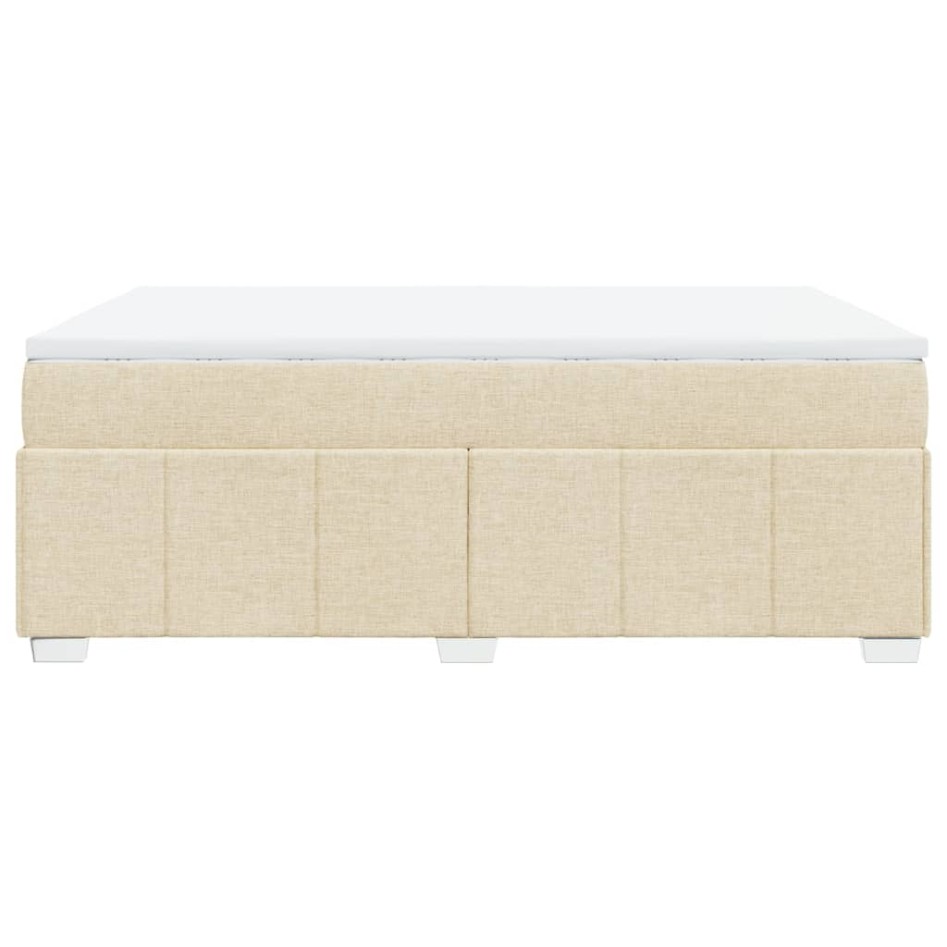 Cama box spring con colchón tela color crema 140x200