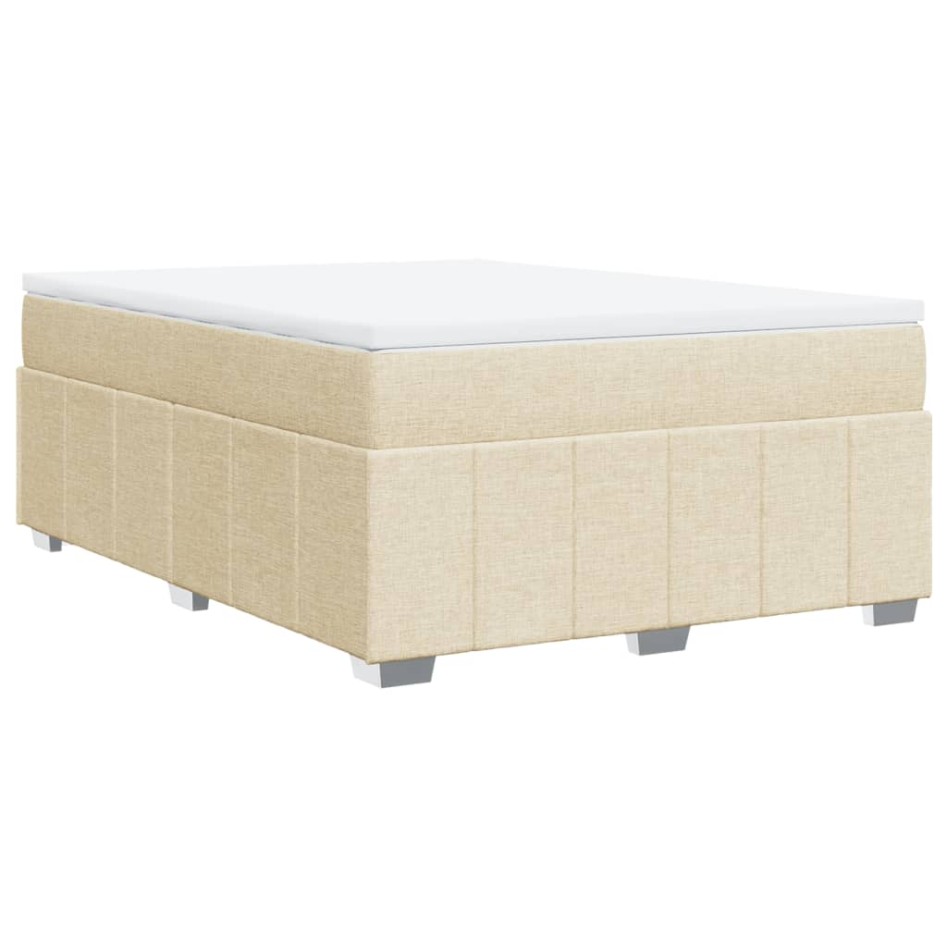 Cama box spring con colchón tela color crema 140x200