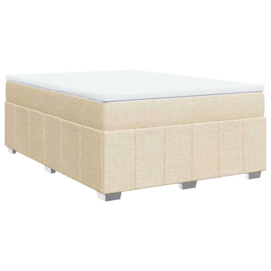 Cama box spring con colchón tela color crema 160x200