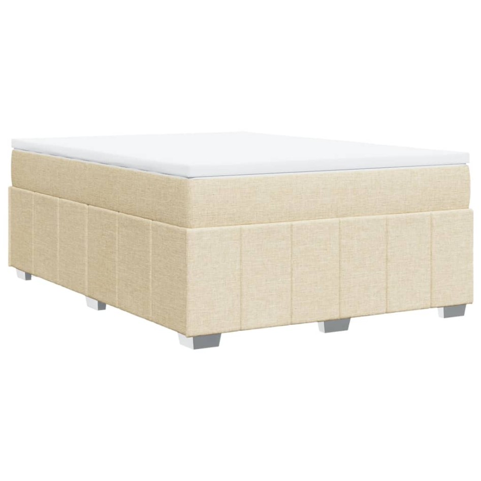 Cama box spring con colchón tela color crema 160x200