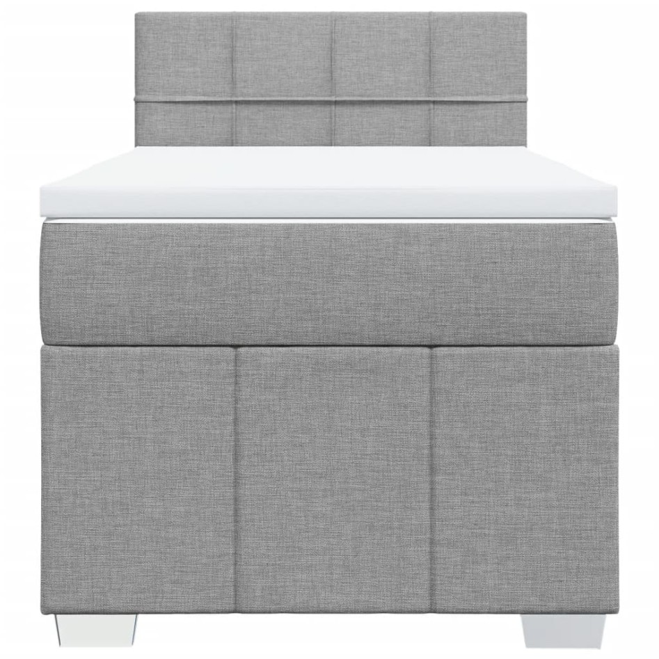 Cama box spring con colchón tela gris claro 80x200