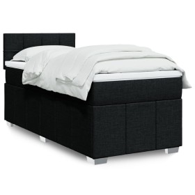 Cama box spring con colchón tela negro 80x200