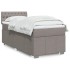 Cama box spring con colchón tela gris taupe 80x200