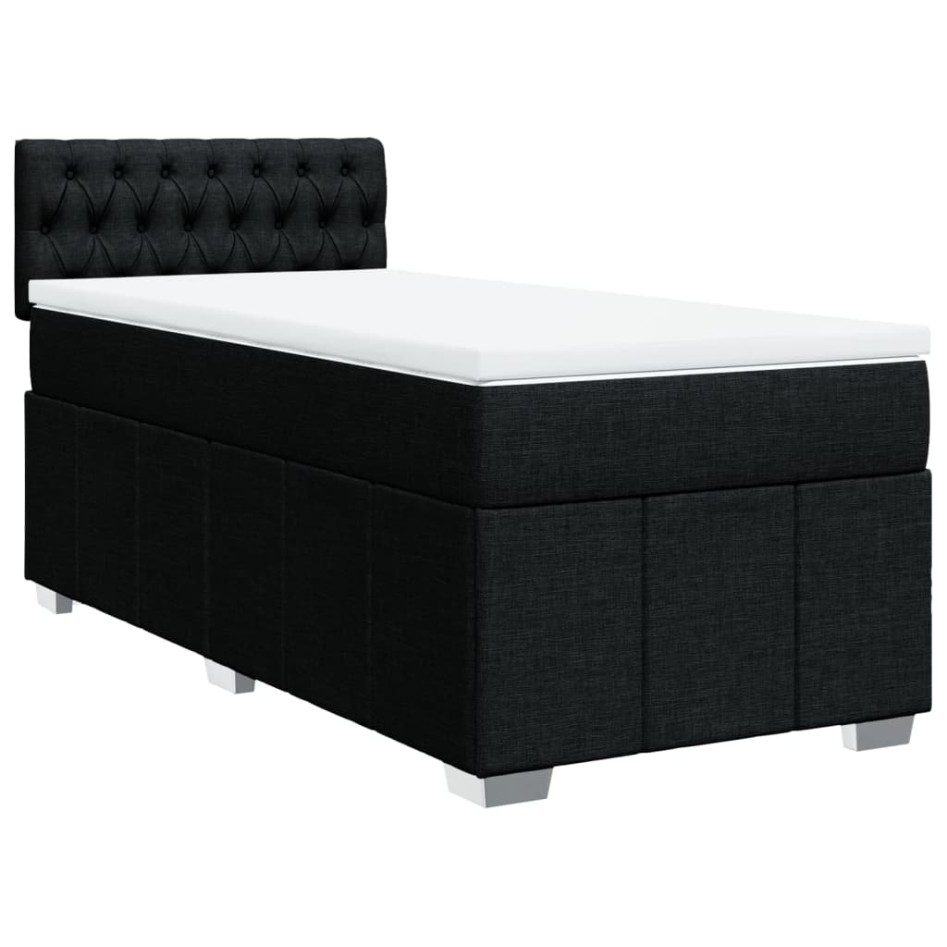Cama box spring con colchón tela negro 80x200