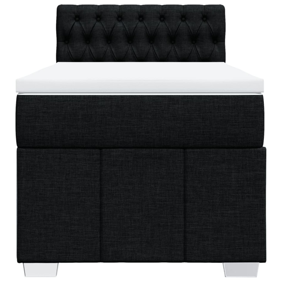 Cama box spring con colchón tela negro 80x200