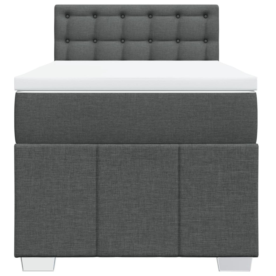 Cama box spring con colchón tela gris oscuro 80x200