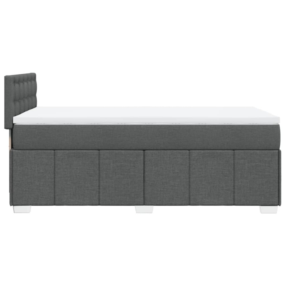 Cama box spring con colchón tela gris oscuro 80x200