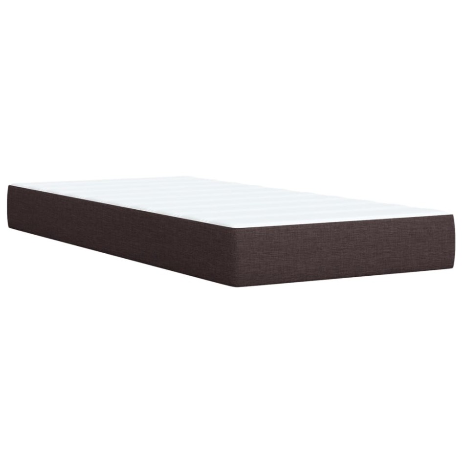 Cama box spring con colchón tela marrón oscuro 80x200