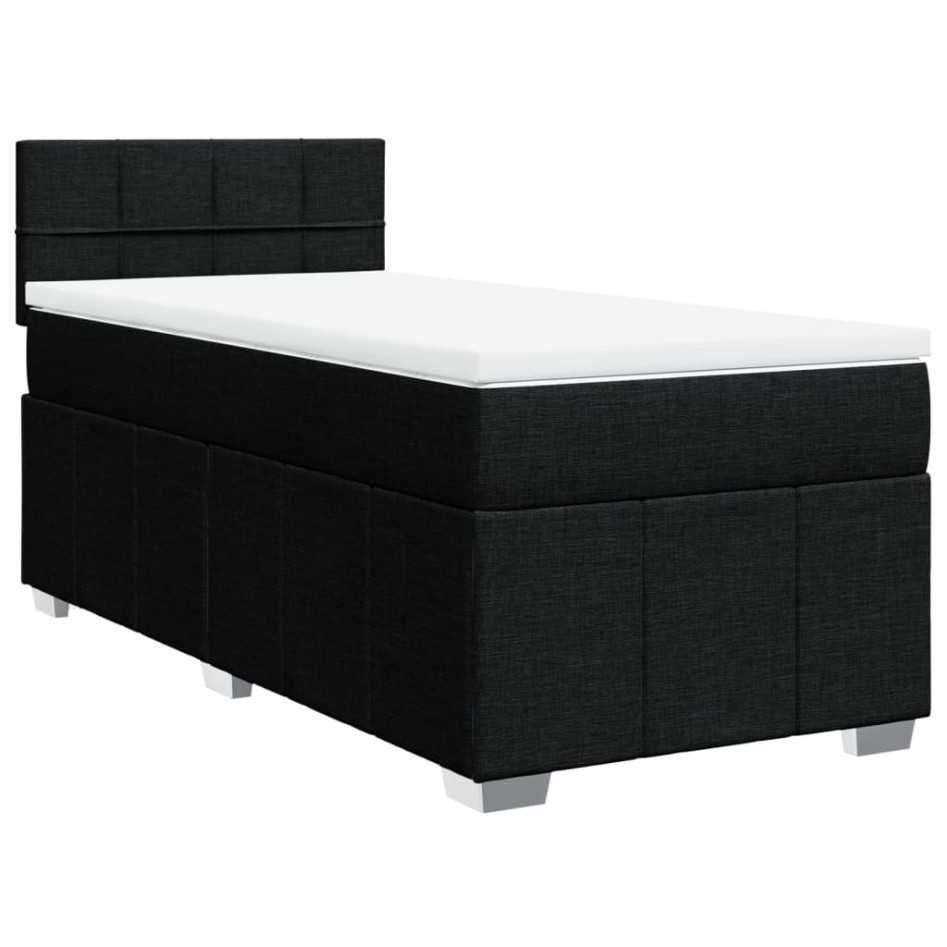 Cama box spring con colchón tela negro 90x190