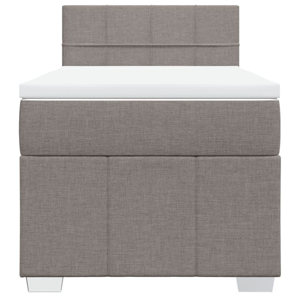 Cama box spring con colchón tela gris taupe 90x190