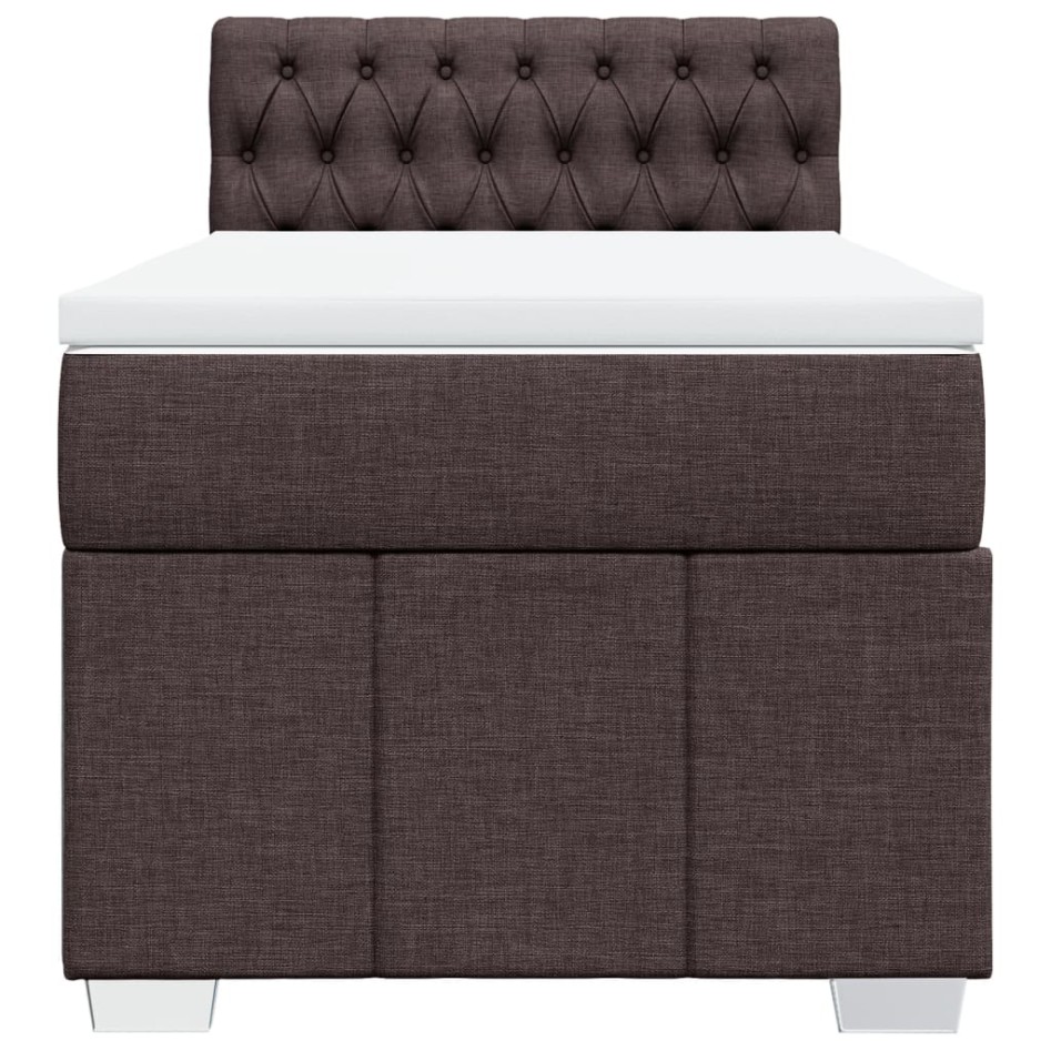 Cama box spring con colchón tela marrón oscuro 90x190