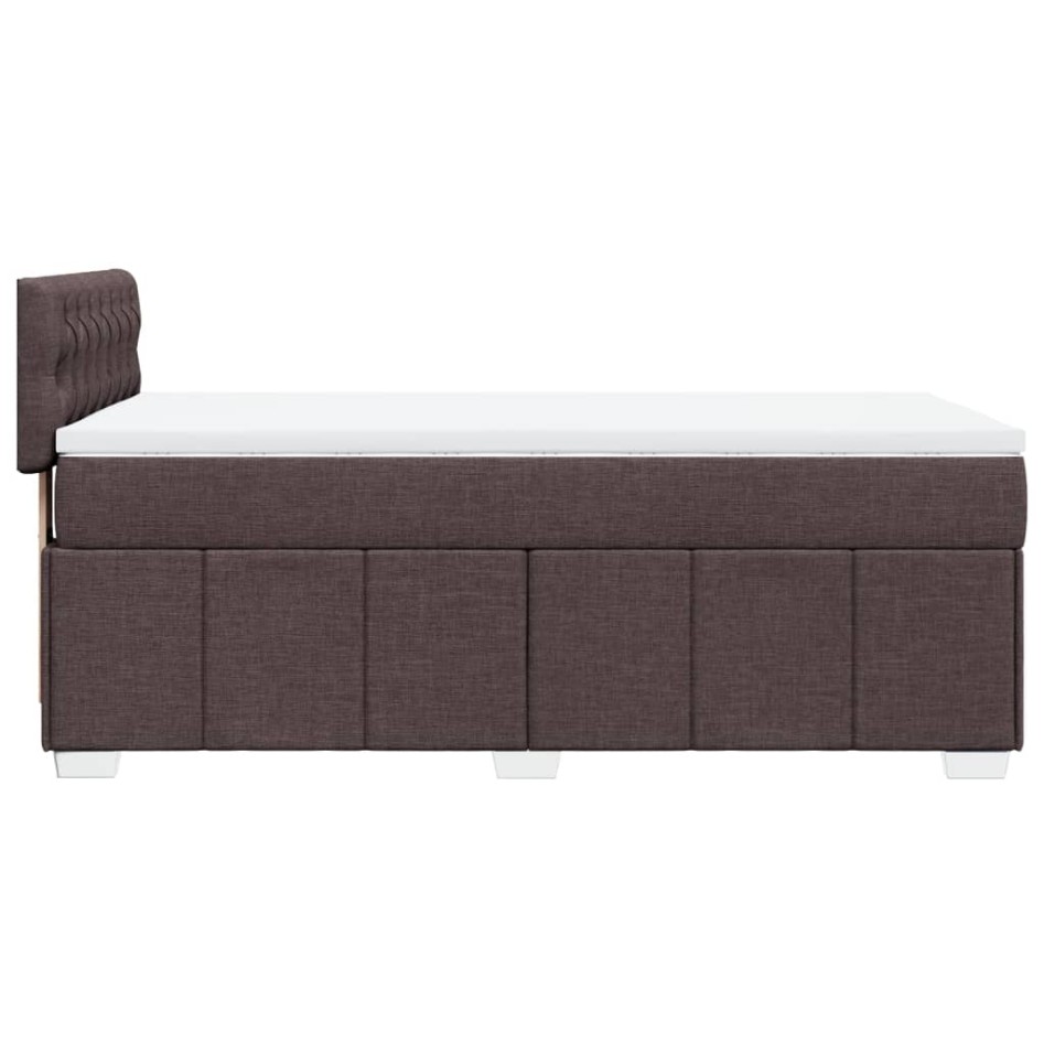 Cama box spring con colchón tela marrón oscuro 90x190