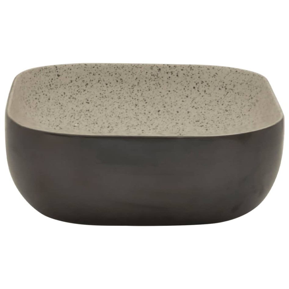 Lavabo encimera rectangular cerámica gris negro 48x37,5x13,5