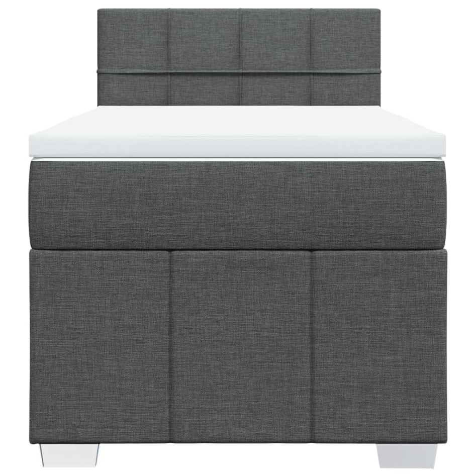Cama box spring con colchón tela gris oscuro 90x200