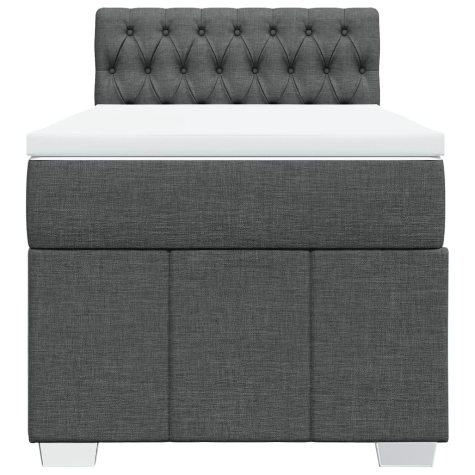 Cama box spring con colchón tela gris oscuro 90x200