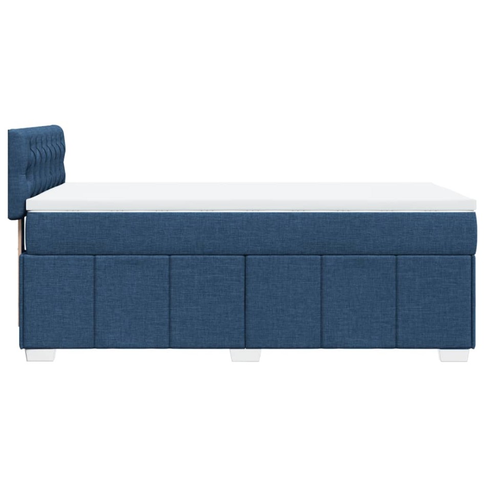 Cama box spring con colchón tela azul 100x200