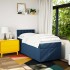 Cama box spring con colchón tela azul 100x200