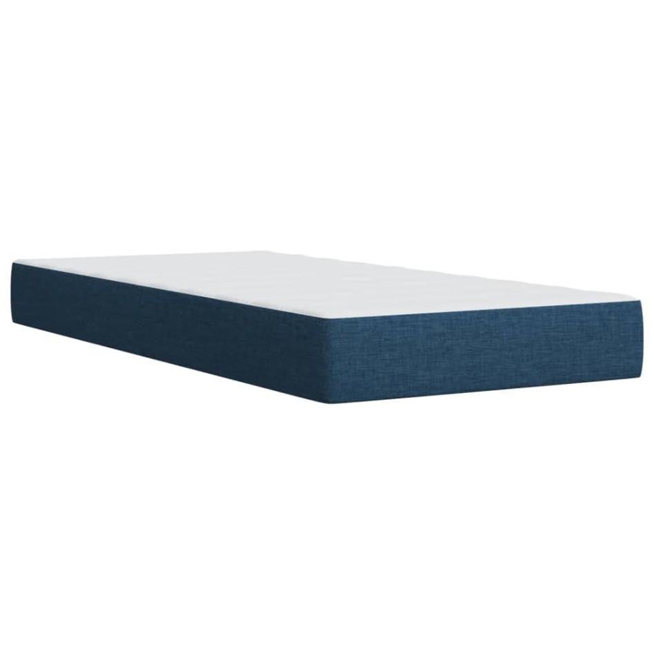 Cama box spring con colchón tela azul 100x200