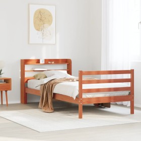 Estructura de cama sin colchón madera maciza marrón 90x190