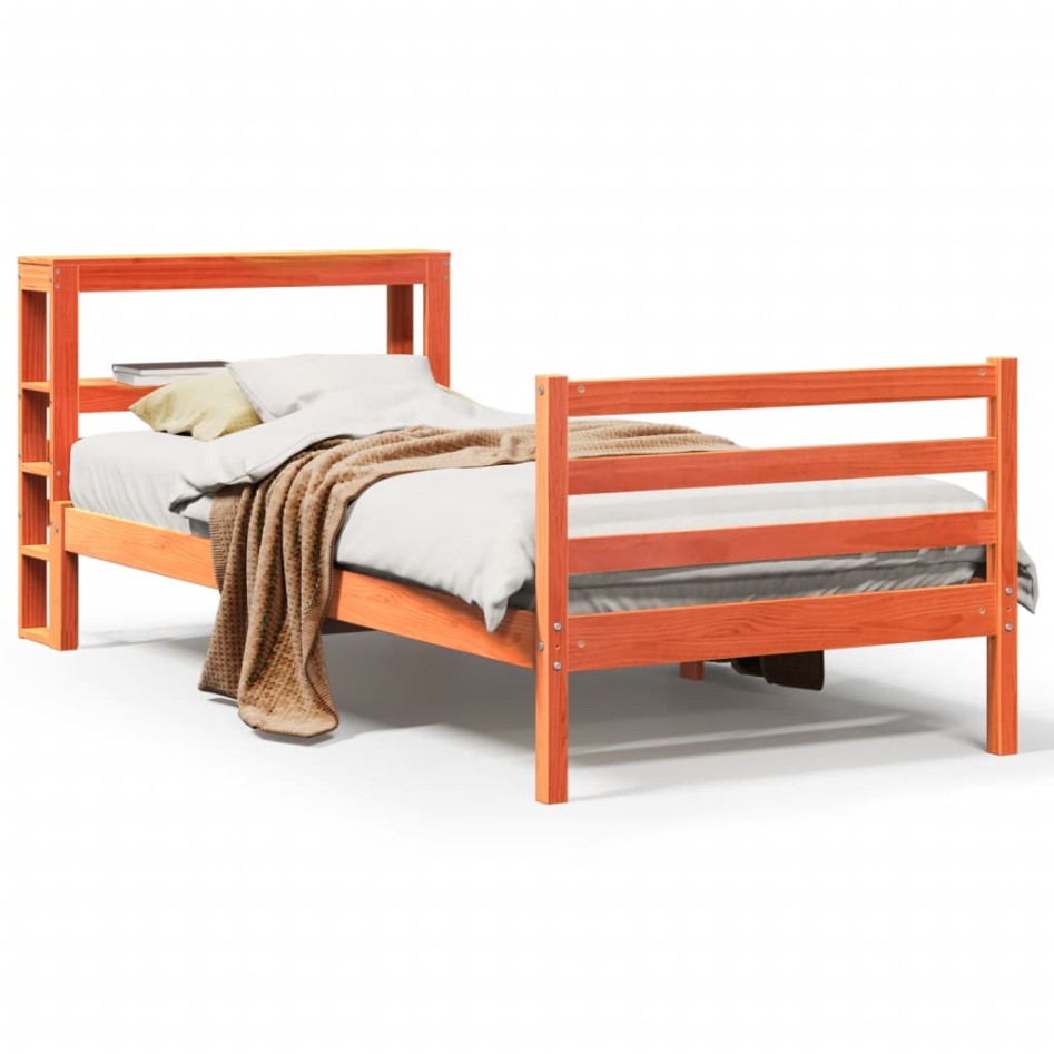 Estructura de cama sin colchón madera maciza marrón 90x190