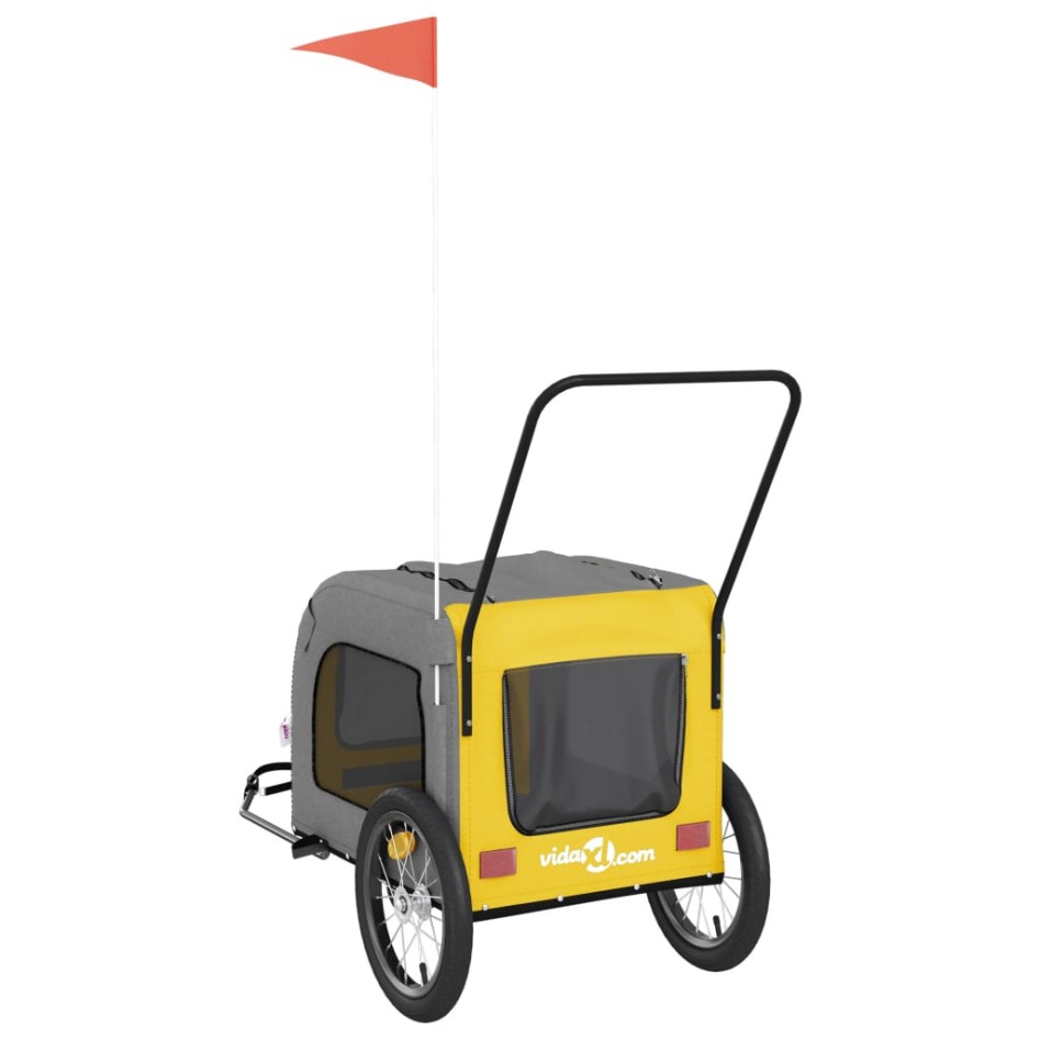 Remolque de bicicleta mascotas hierro tela Oxford amarillo