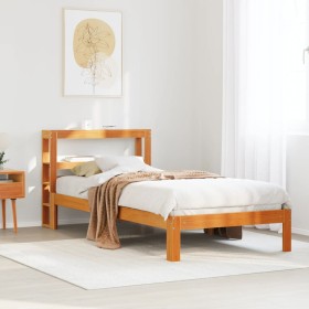 Estructura de cama sin colchón madera de pino marrón 90x200