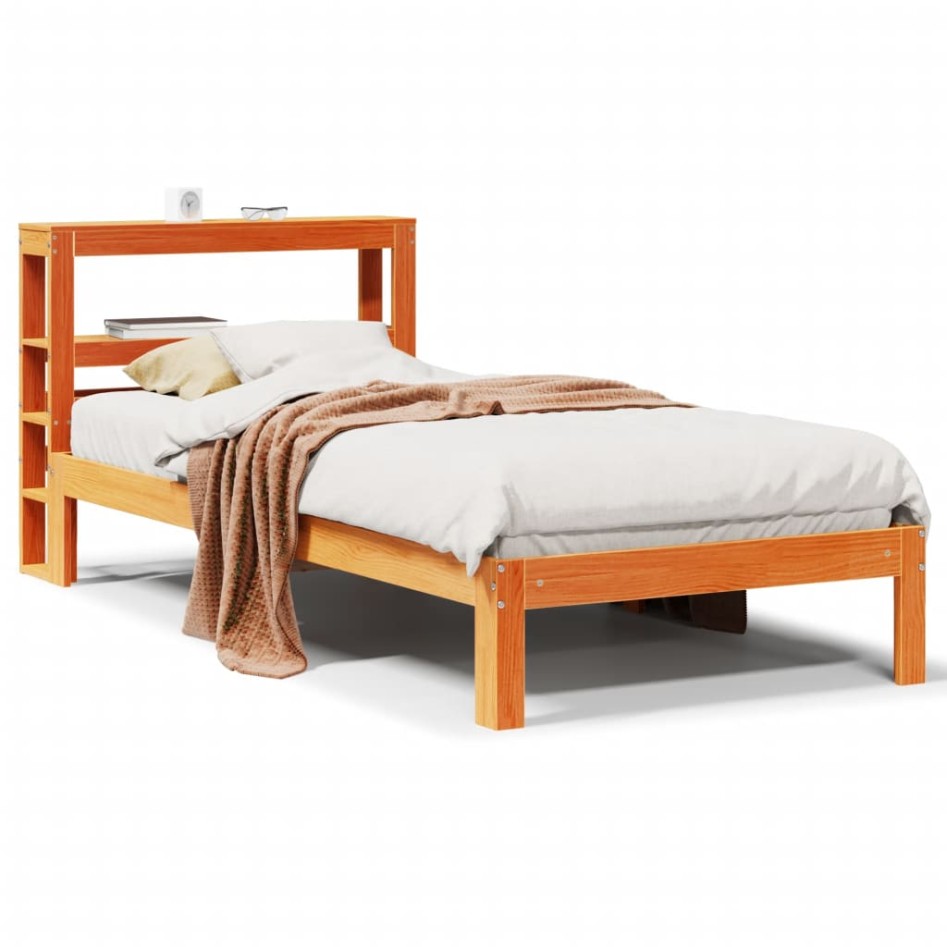 Estructura de cama sin colchón madera de pino marrón 90x200
